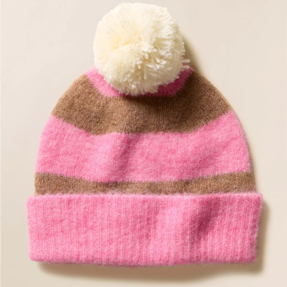Faherty Apres Alpaca Pom Beanie - Pink Opal new with tags